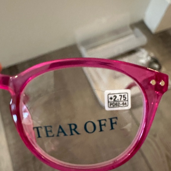 New Mare Azzuro Pink & Clear Round Frame Reading Glasses +2.50 Block Blue Light - Picture 3 of 4